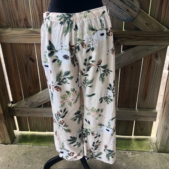 Cotton Pajama Set Long Sleeve Drawstring Pants Buffalo Plaid Bear & Pine Cones - Picture 6 of 8